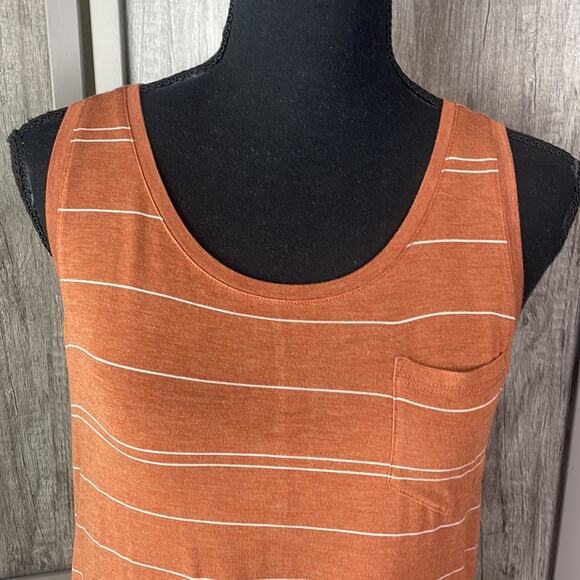 New! prAna Foundation Scoop Neck Tank top Copper Heather Stripe women's M - Picture 3 of 14